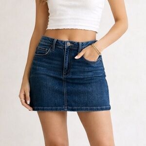 Old Navy Denim Mini Skirt SZ 16 Regular Stretch Blue Jean Y2K Womens Fits Small